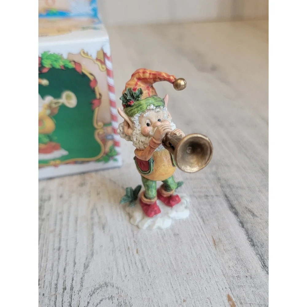 Enesco snapper elf horn North Pole Village vintage accessory Xmas figure